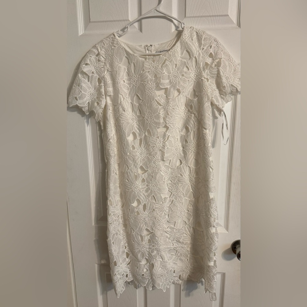 Calvin Klein White Lace Dress size 10